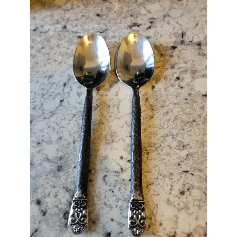 Gourmet Settings AVALON Stainless Hammered GS 18/10 Flatware 2 Large Spoons